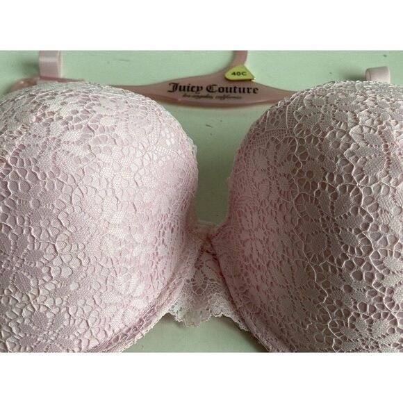 Juicy Couture Sexy Push Up Bra Sz 40D Parfait Pink Underwire JC6914D Lace NEW - Picture 5 of 8